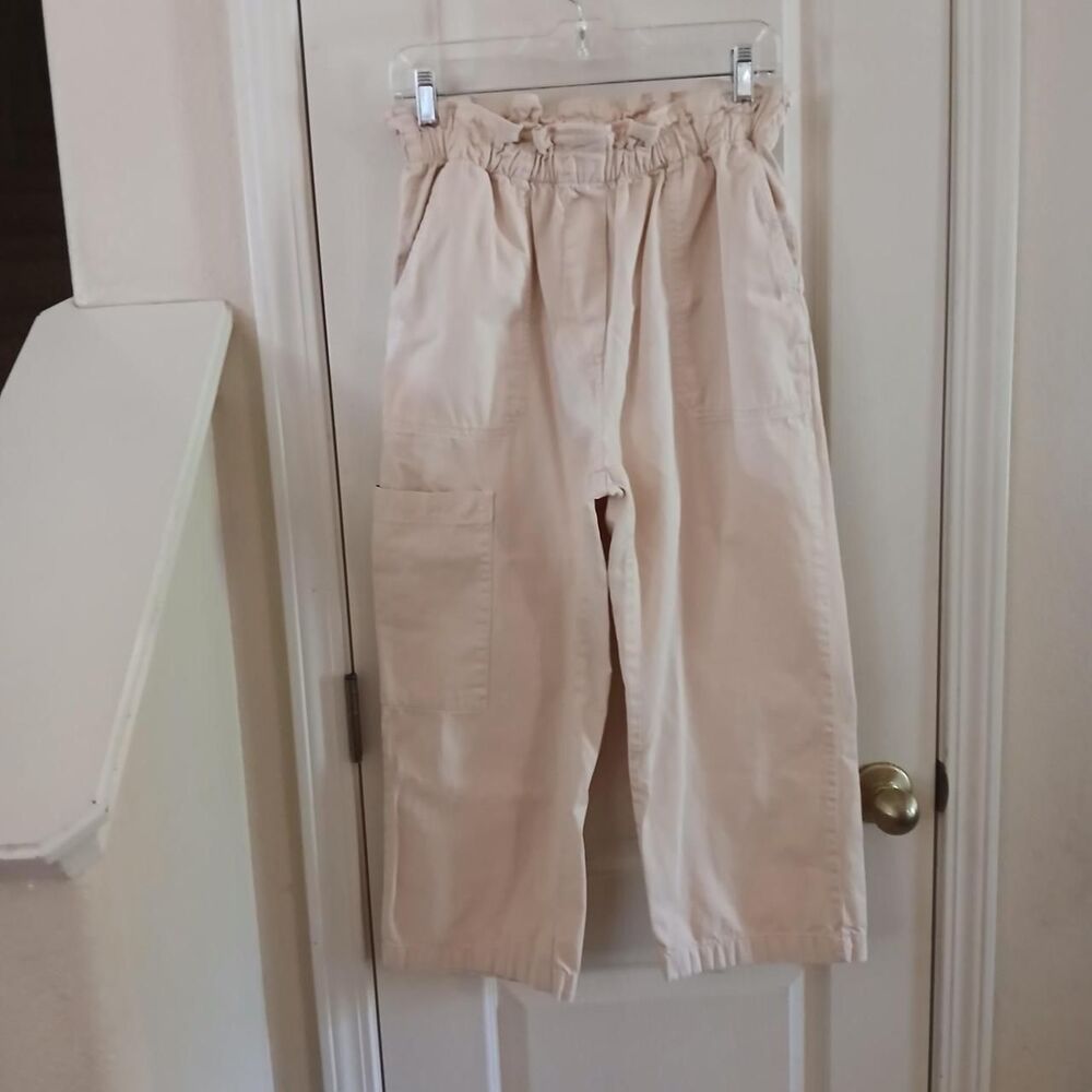 Anthropologie 100% Cotton Paperbag Crop Straight Leg Cargo Pants S Old Money - Picture 2 of 6